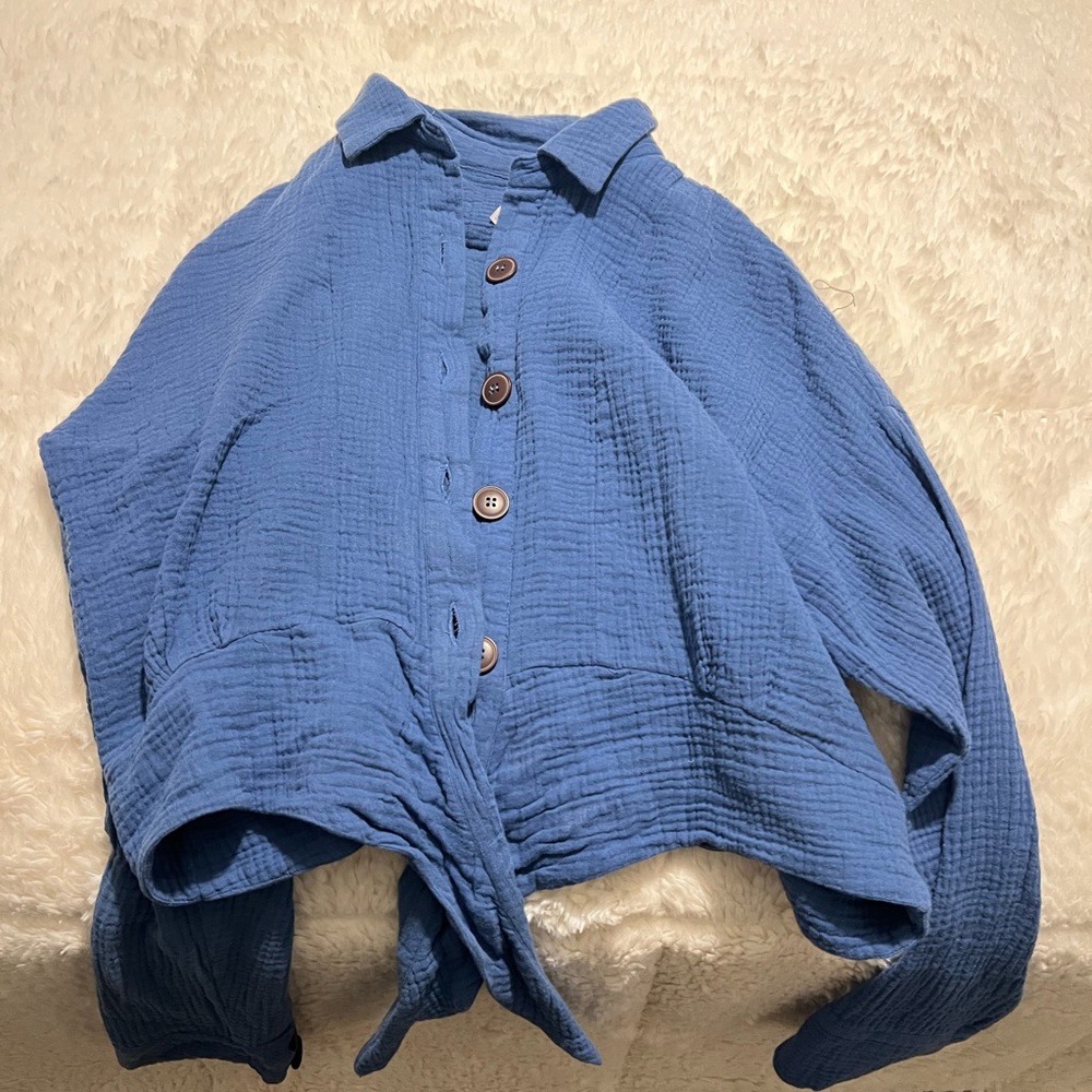 Free People Textured Navy Top